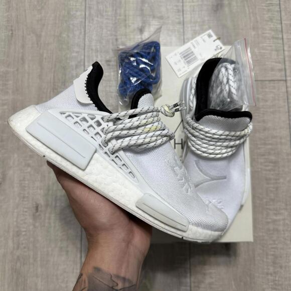 Adidas x NMD HU Human Race Pharrell Williams GY0092 Core White Size 4 Men - Picture 1 of 10